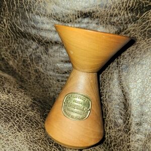 Vintage Israel Jerusalem Hand Made Olive Wood Small Flower Bud Vase 3”